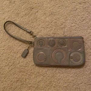 Grey COACH wristlet - patchwork collection. NWOT.